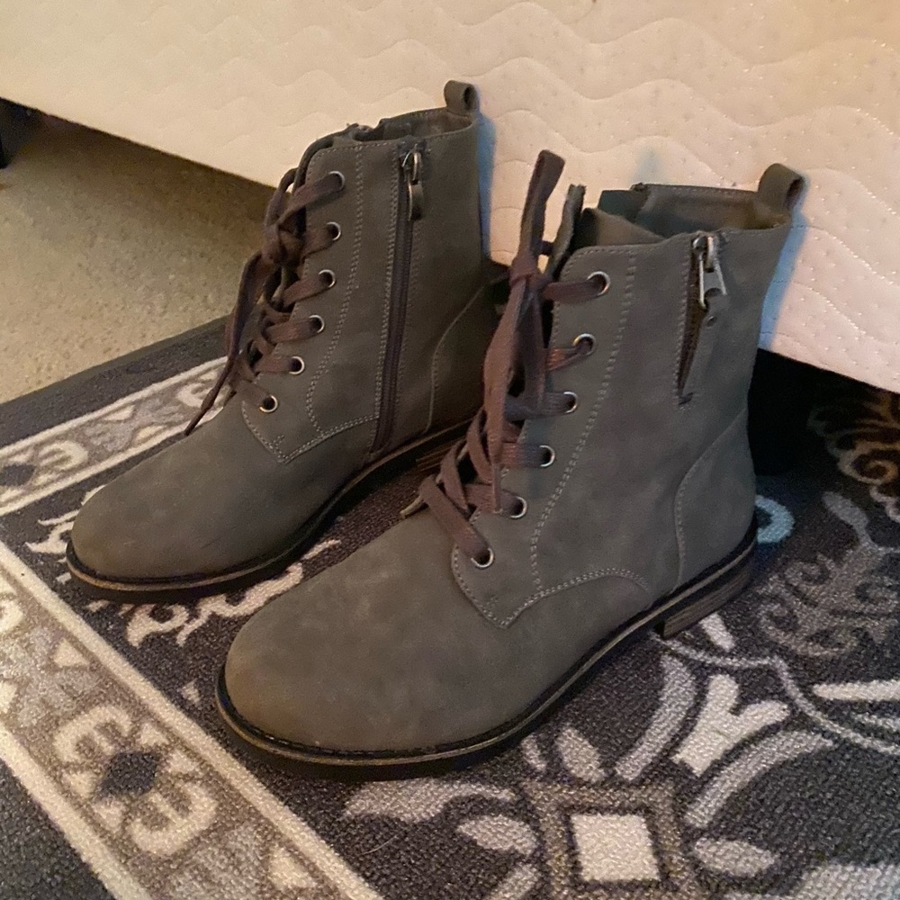 Gray zip booties